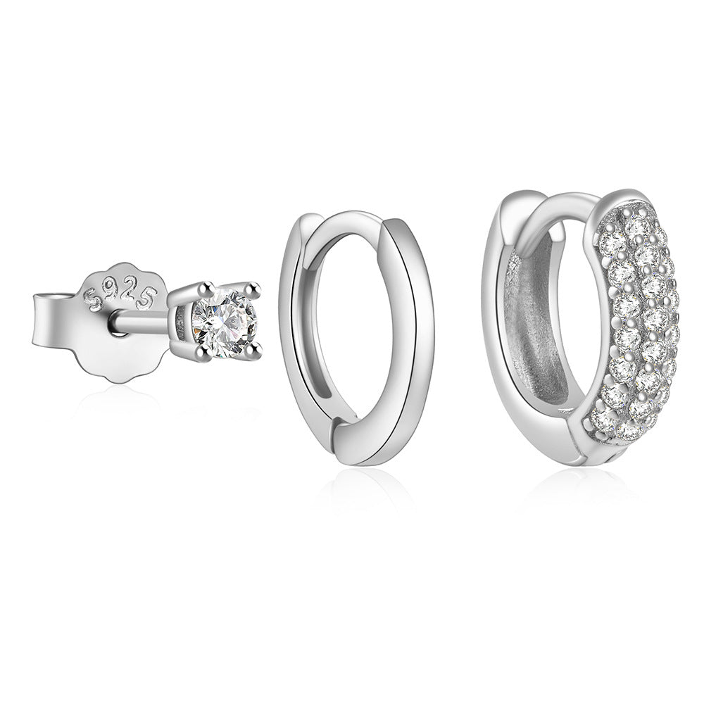 S925 Sterling Silver Temperamental With Diamond Suit Earrings