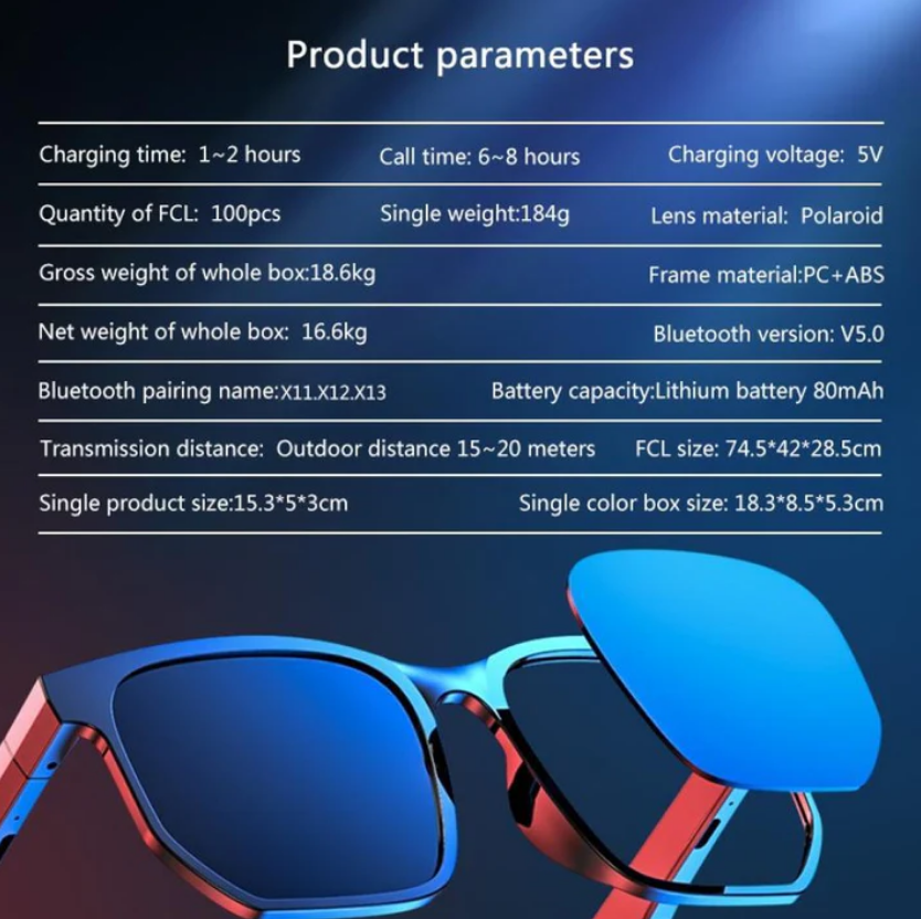 Compatible with Apple , Sports Waterproof Running Smart Bluetooth Sunglasses