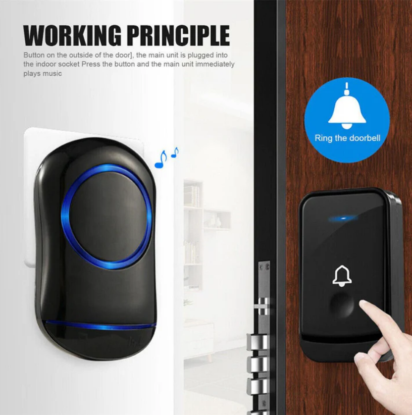 Wireless Door Bells Waterproof Long Range Plug In Home Cordless Doorbell